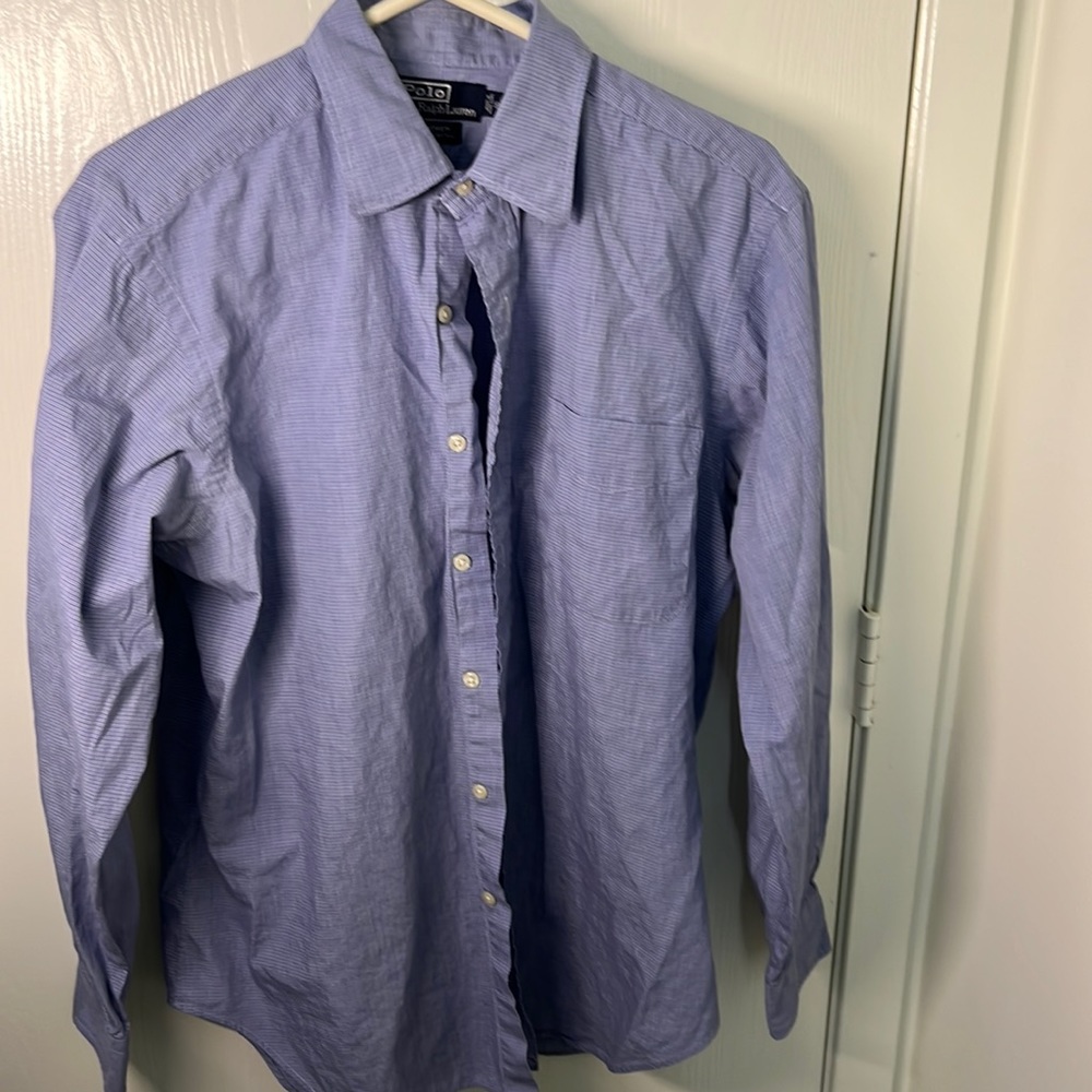 Polo By Ralph Lauren Blue and Black Plaid Size 16 34/35  Long Sleeve Button Down